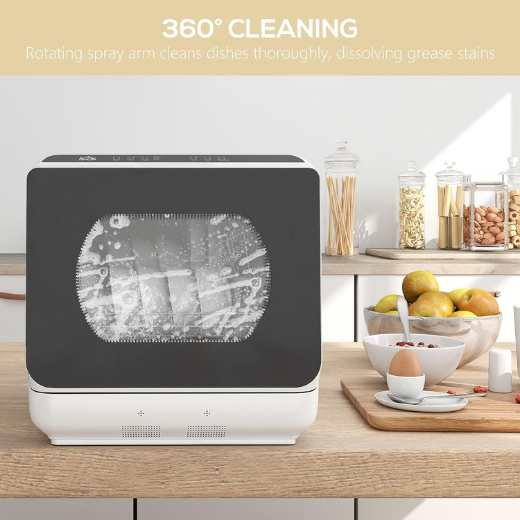 Table Top Dishwasher 6L Built-In Tank 4 Place Settings Touch Control White