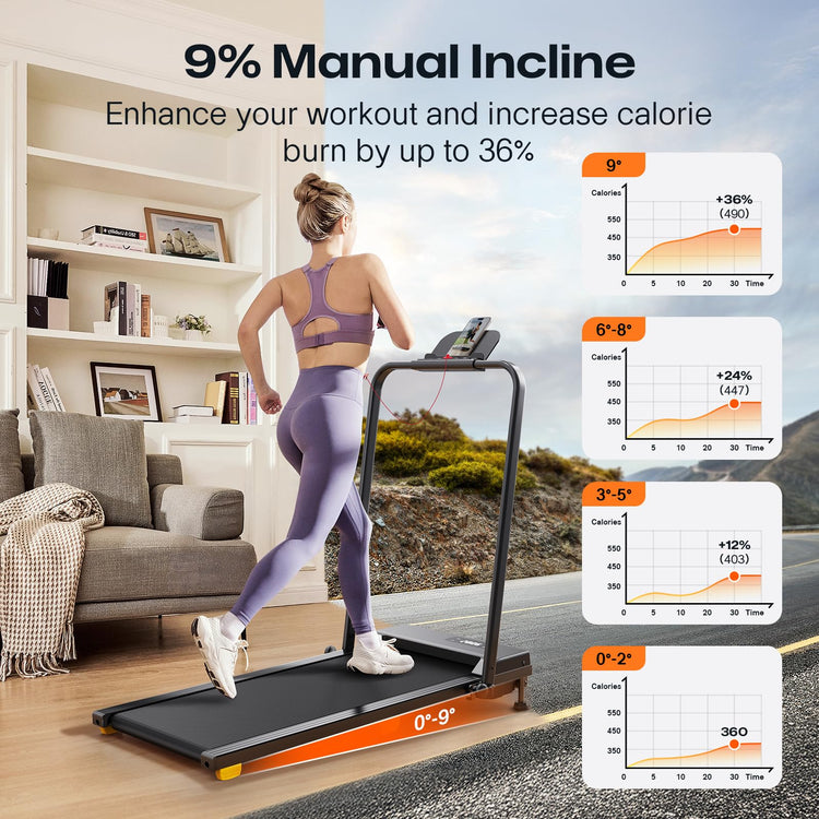2-in-1 Foldable Treadmill with 9% Incline and Walking Pad Mode
