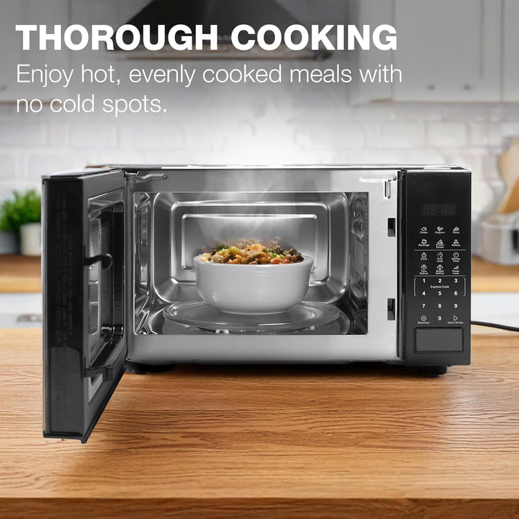 Hyundai 800W 20L Black Digital Microwave, Stainless Steel Interior, 11 Power Levels, Automatic Defrost, 6 Auto Cook Modes, Clock and Timer, Digital Controls, Easy Clean & Child Lock