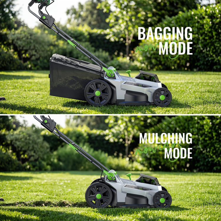 40V Brushless Cordless Lawn Mower with 42cm Cutting Width, 2 Batteries & Charger