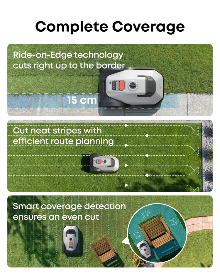 eufy Robot Lawn Mower, C15 without Boundary with Garage, 500 m2 Coverage
