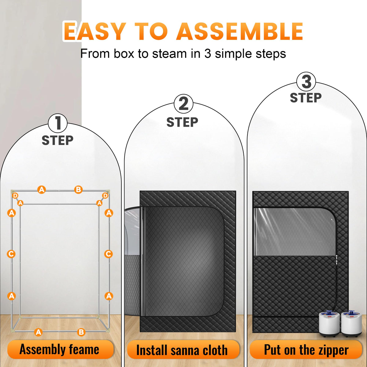 Manastin 2 Person Portable Steam Sauna Tent for Home, Black Rectangular Sauna, 9 Levels of Heat with Remote Control