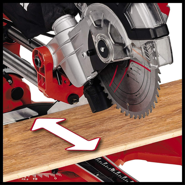 1800W Dual Bevel Sliding Mitre Saw with Laser Guide & Adjustable Cutting Angles