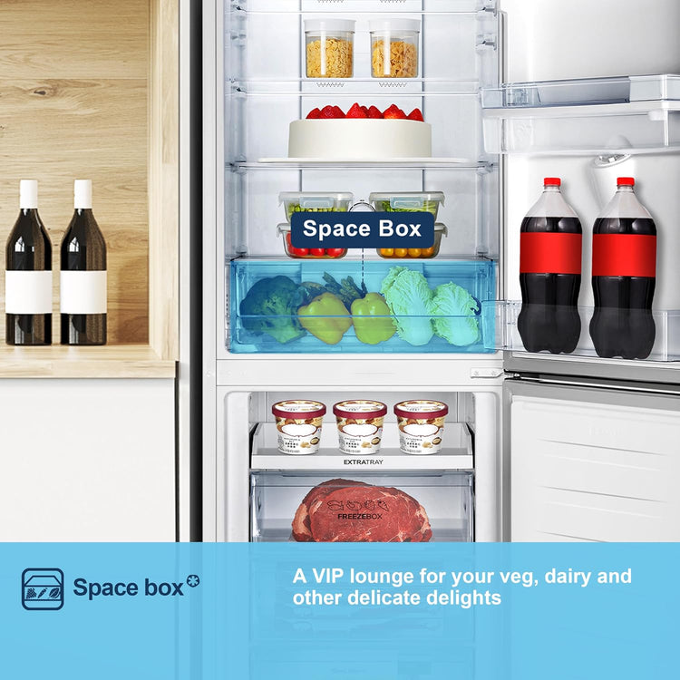 Freestanding Frost Free Fridge Freezer with Water Dispenser 256L White
