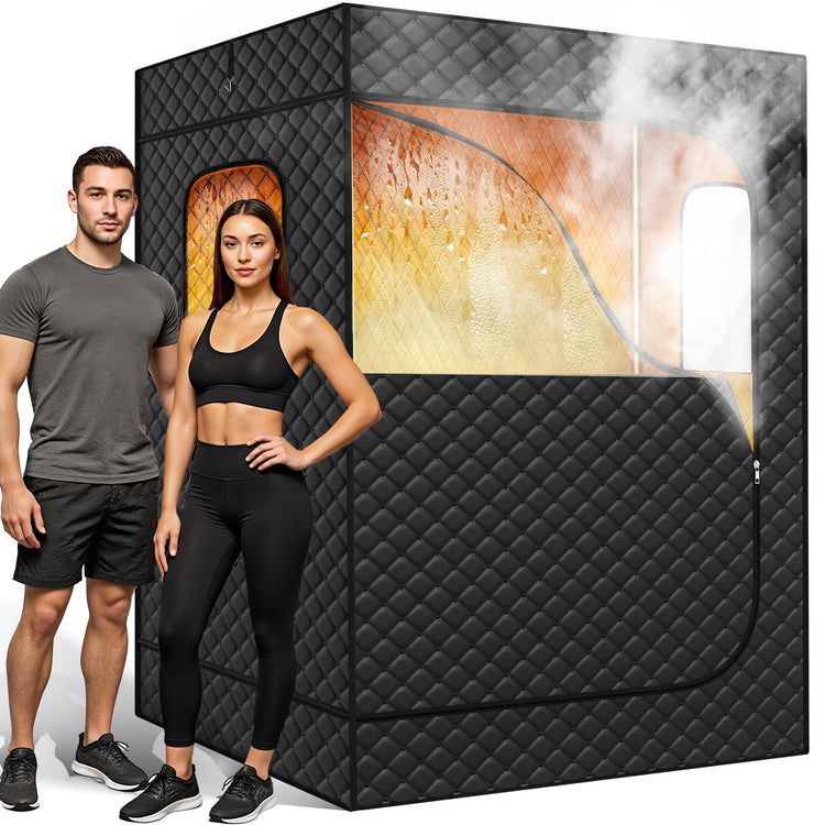 2-Person Portable Steam Sauna Tent for Home & Indoor Use - Full-Body Spa & Recovery with 9-Level Steam Control, 2 Oversized Steamers, Remote
