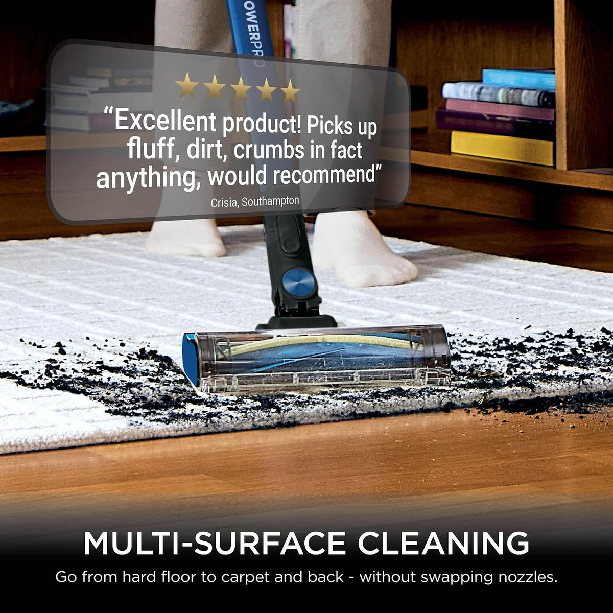 Shark PowerPro Cordless Stick Vacuum, Multi-Surface Cleaning, IZ381UK