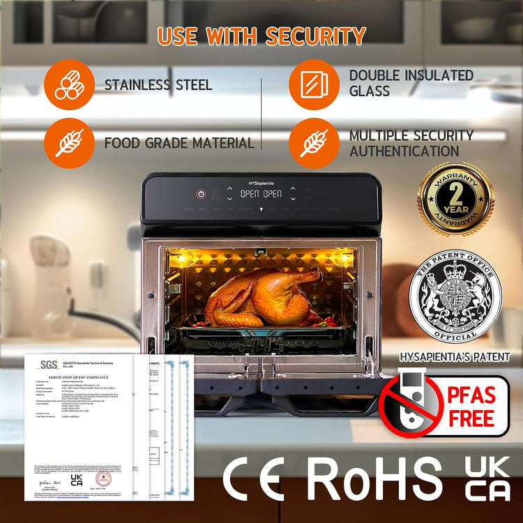 Dual Zone Air Fryer Oven 22L 2400W 10-in-1 Digital Touch Stainless Steel