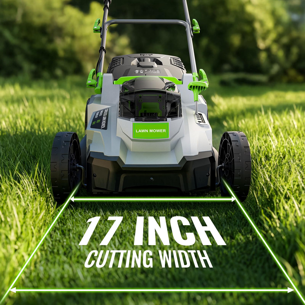 40V Brushless Cordless Lawn Mower with 42cm Cutting Width, 2 Batteries & Charger