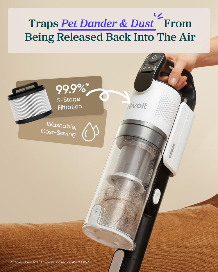 Levoit Cordless Vacuum Cleaner, Anti-Tangle for Pet Hair, Up to 50 Minutes