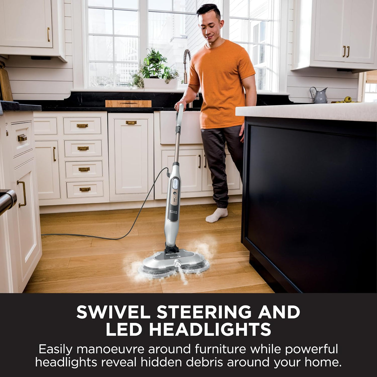 Shark Automatic Steam Mop, 8m Cord, White & Grey S8201UK