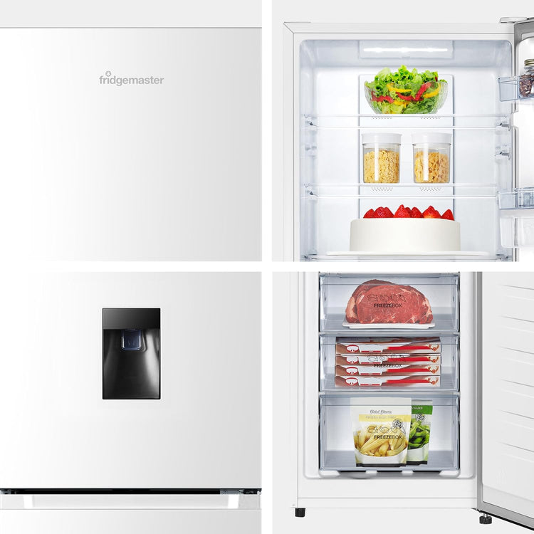 Freestanding Frost Free Fridge Freezer with Water Dispenser 256L White