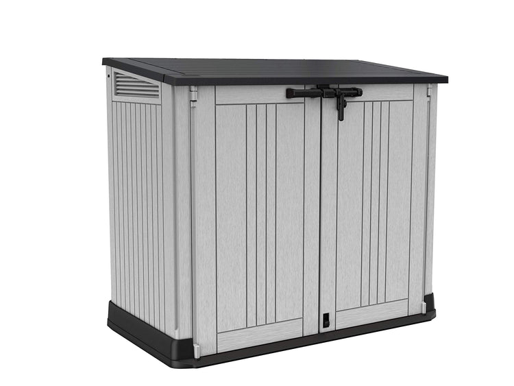 880L Outdoor Garden Storage Shed with Lockable Doors & Lift-Up Lid - Light Grey