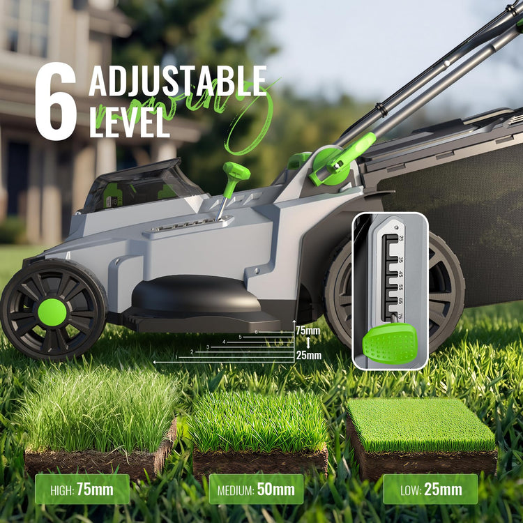 40V Brushless Cordless Lawn Mower with 42cm Cutting Width, 2 Batteries & Charger