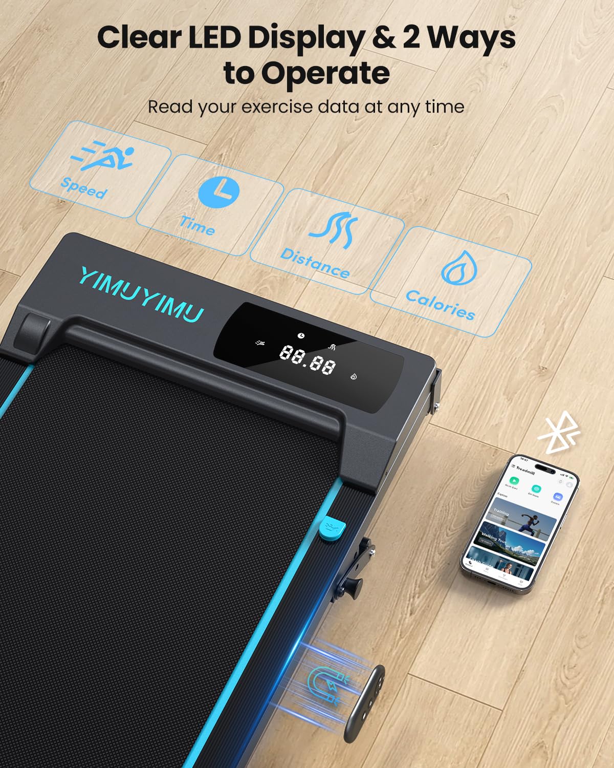 Portable Walking Pad with 8% Incline, App Control and 10 km/h Speed