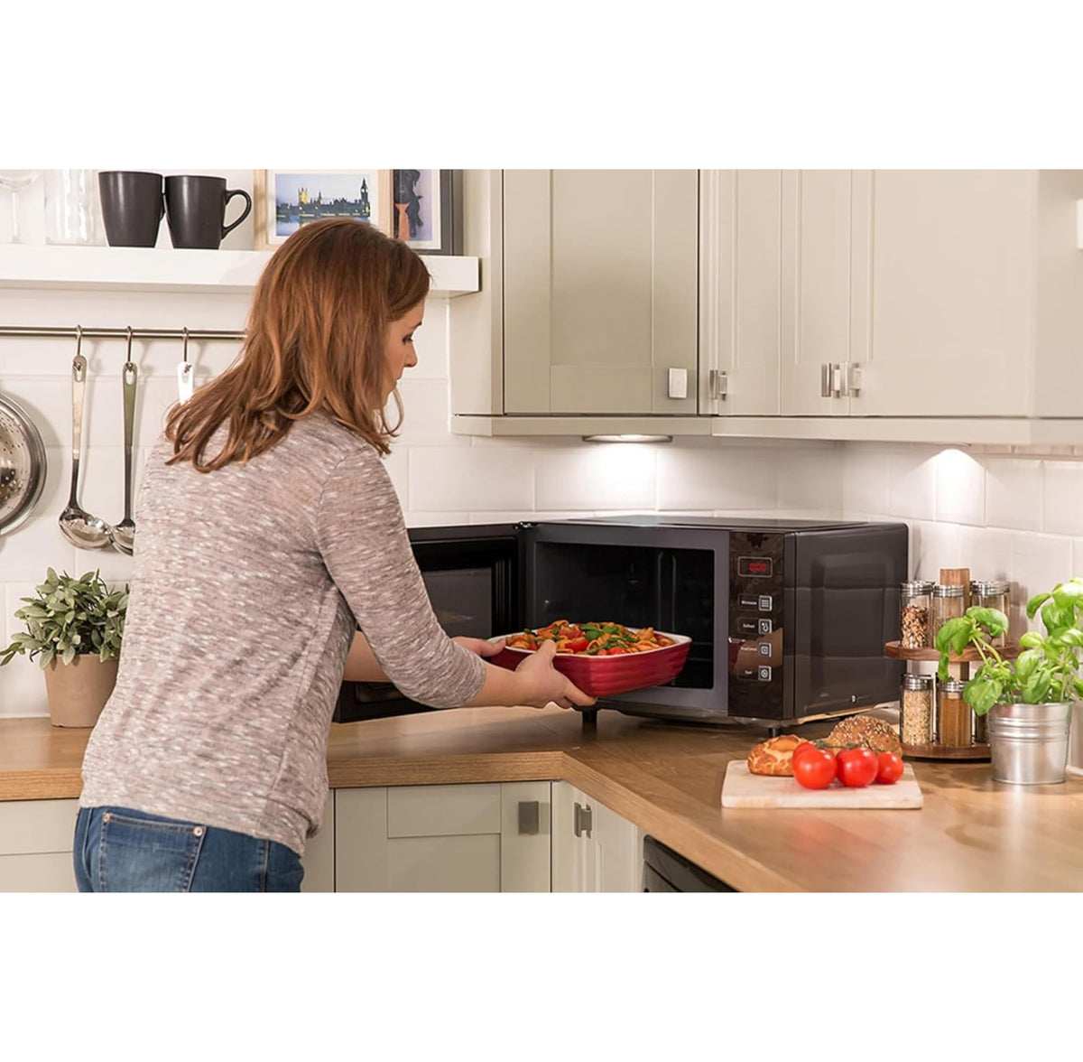 Russell Hobbs RHEM2301B 23L Easi Flatbed Digital 800w Solo Microwave, Freestanding, Black