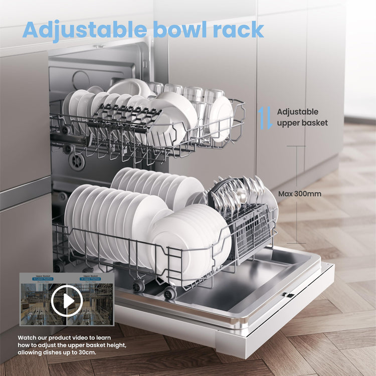 13 Place Setting Freestanding Dishwasher with 6 Programs & Auto Door Drying - White