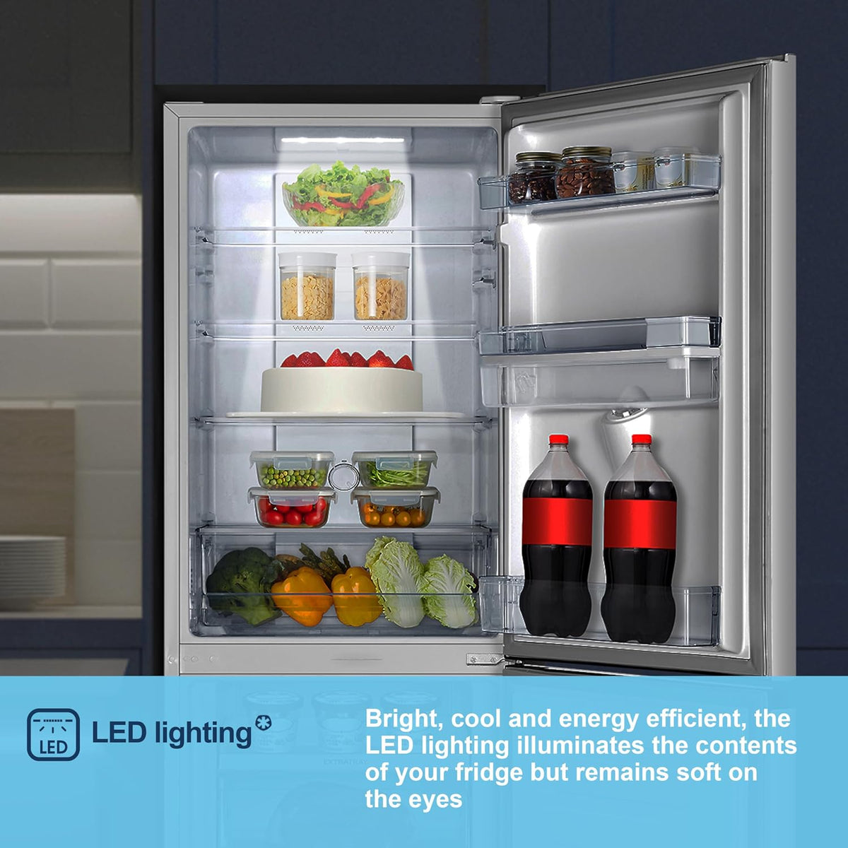 Freestanding Frost Free Fridge Freezer with Water Dispenser 256L White