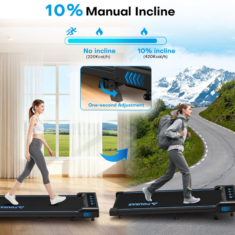 2.5HP Walking Pad Treadmill with 10% Incline, LED Display & 12 HIIT Programs