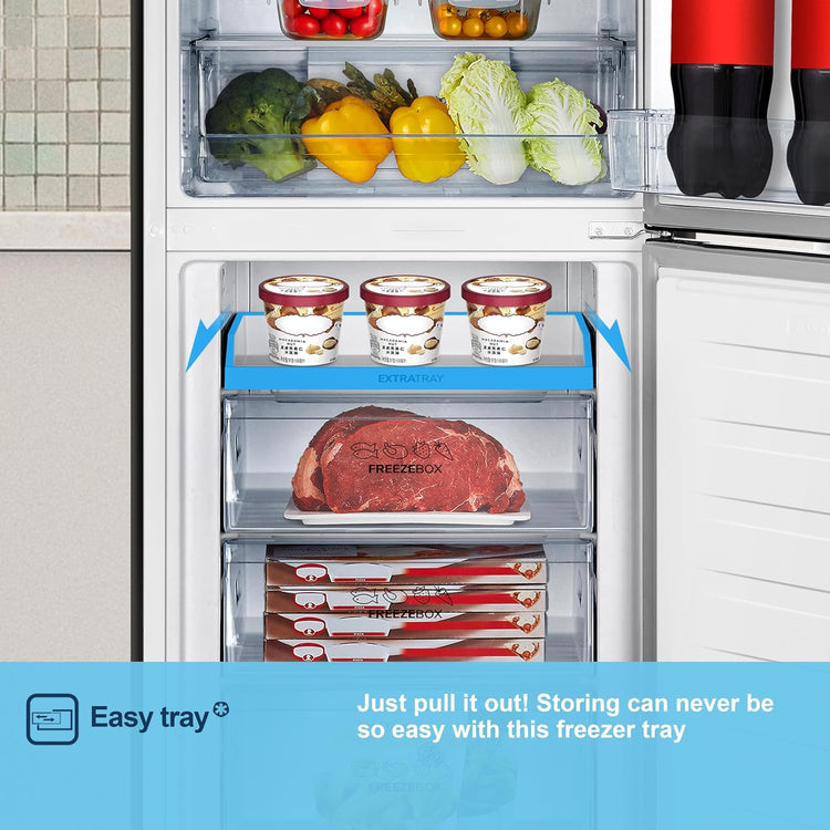 Freestanding Frost Free Fridge Freezer with Water Dispenser 256L White