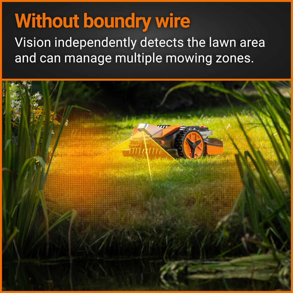WORX WR206E Landroid Vision Robotic Lawn Mower – 600m2 Patented AIA Mowing Multi-Zone, Auto Charging, 20V PowerShare Battery, Rain Sensor