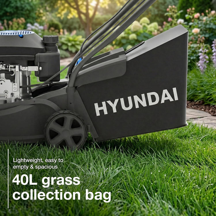 Petrol Lawn Mower 40cm 139cc 7 Cutting Heights 25-75mm 40L Grass Bag Black