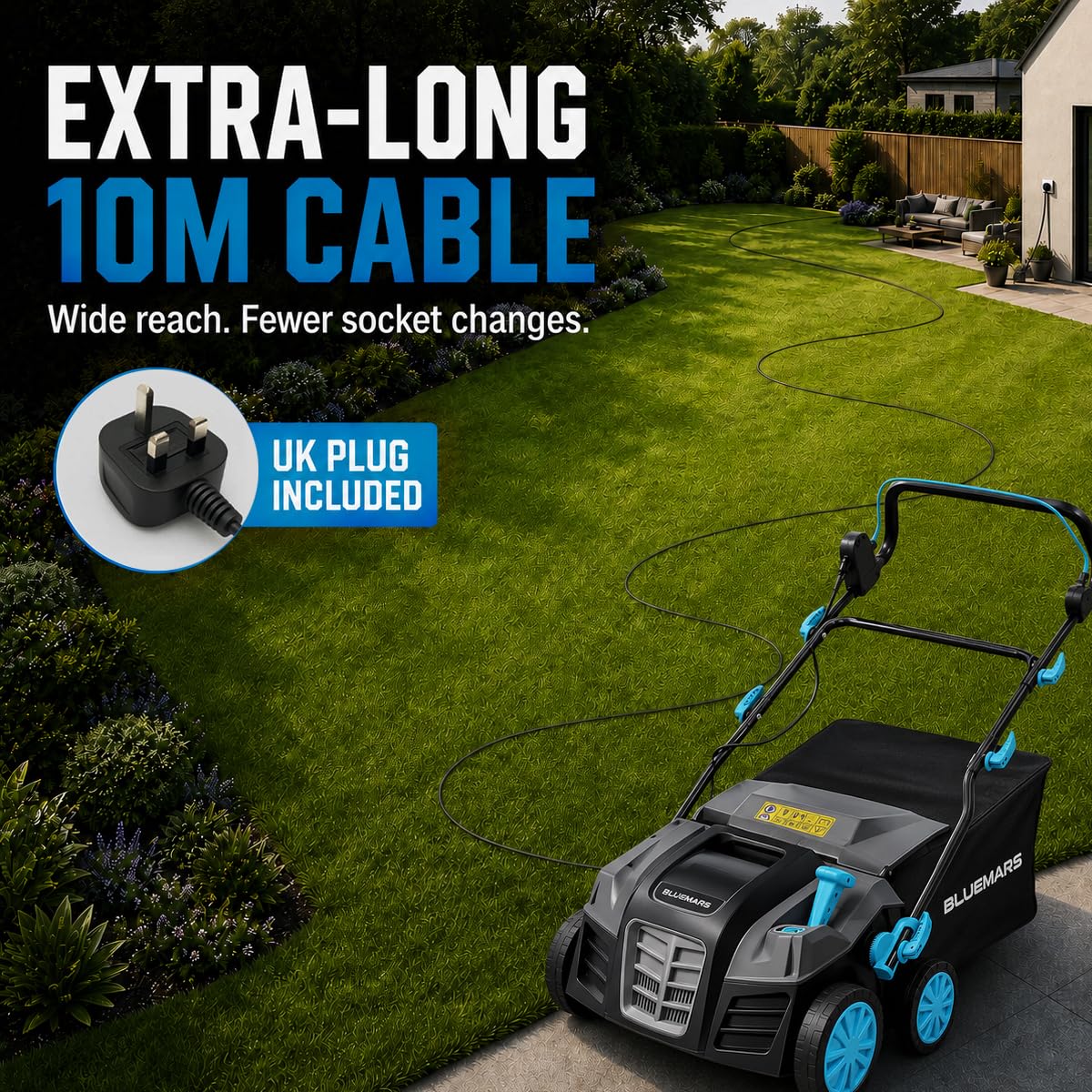 2000W Electric Lawn Scarifier & Aerator with 40cm Working Width & 55L Collection Box