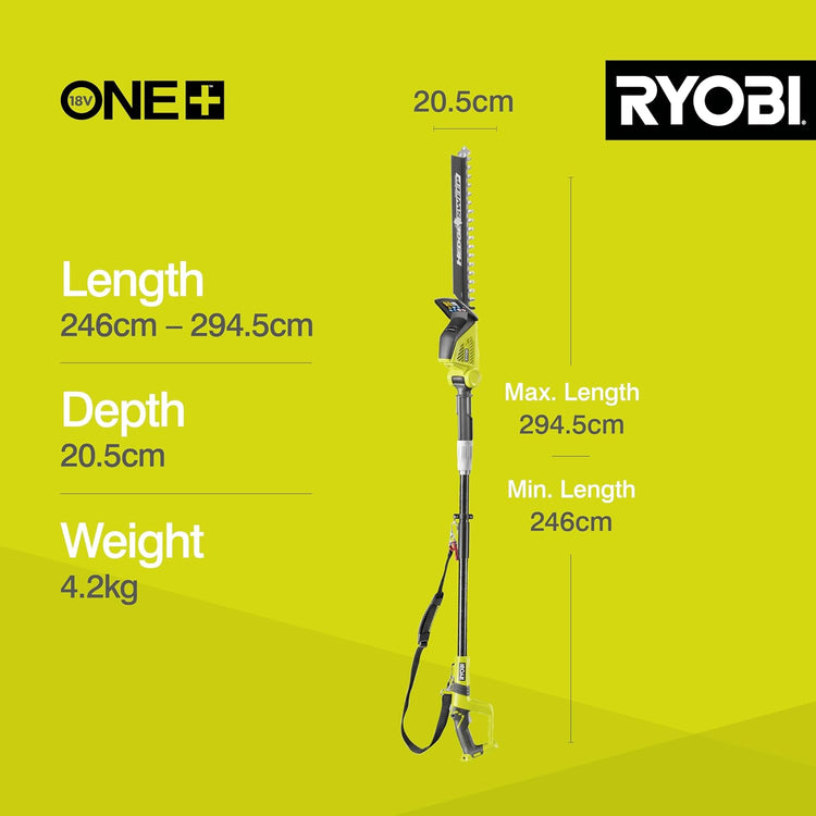 RYOBI OPT1845 18V ONE+ Cordless Pole Hedge Trimmer, 45cm Blade, Battery Not Included