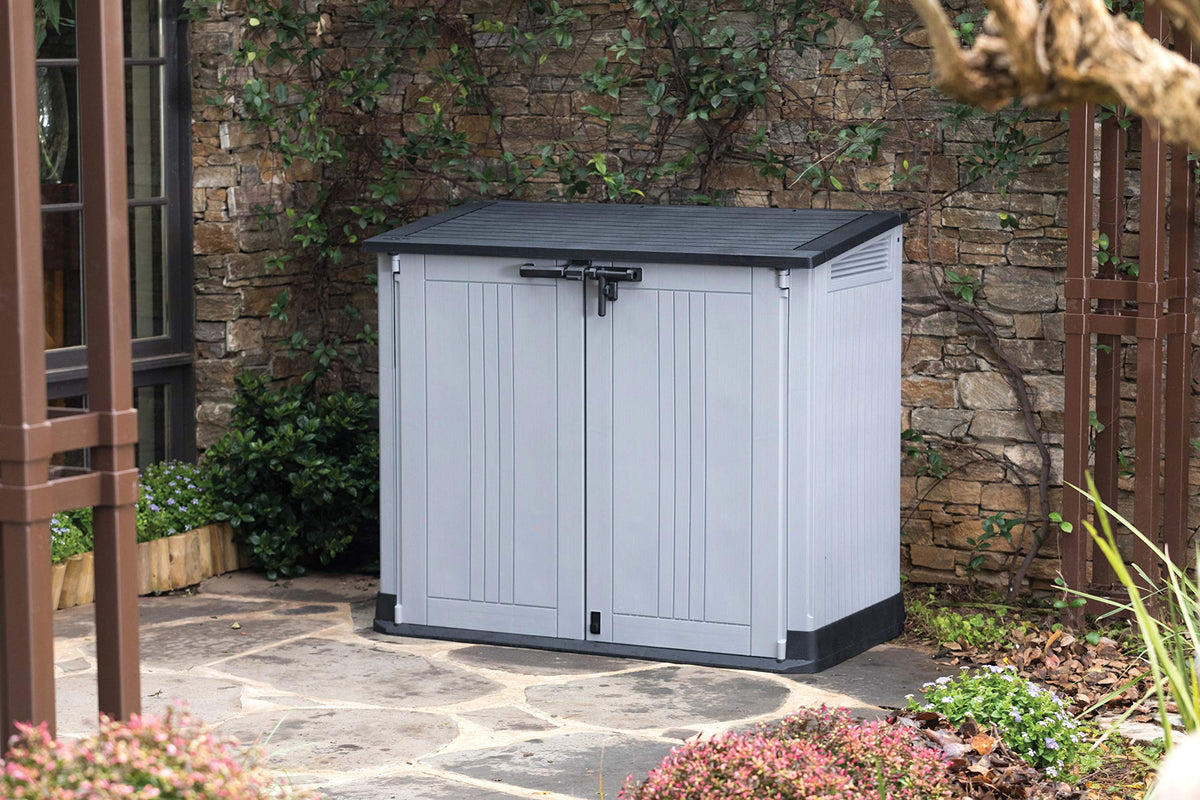 Keter Store It Out Nova Outdoor Garden Storage Shed, Light Grey with Dark Grey Lid, Weatherproof