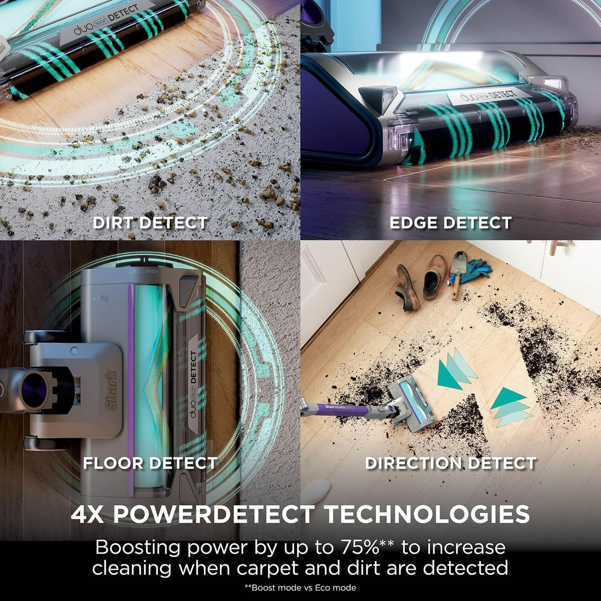 Shark PowerDetect Cordless Vacuum Cleaner, DuoClean Detect, Reverse Clean, Anti Hair Wrap Plus, Lightweight, 70 Min Runtime, Crevice & Multi-Surface Tools, Flexible, Handheld Mode, Purple IP1251UK
