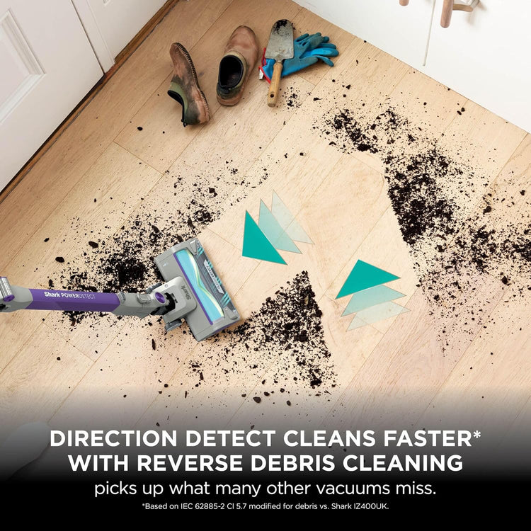 Shark PowerDetect Cordless Vacuum Cleaner, DuoClean Detect, Reverse Clean, Anti Hair Wrap Plus, Lightweight, 70 Min Runtime, Crevice & Multi-Surface Tools, Flexible, Handheld Mode, Purple IP1251UK