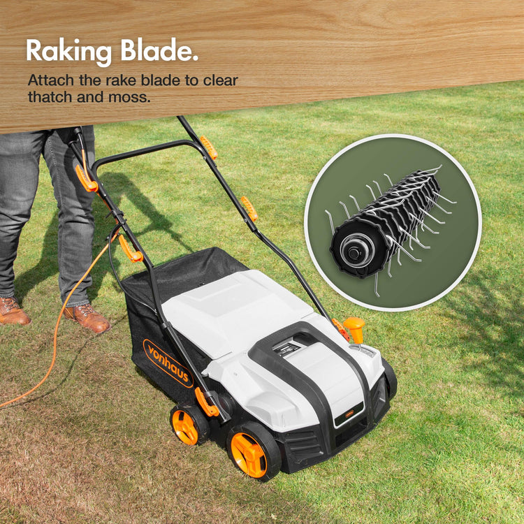 2000W Electric Lawn Scarifier & Aerator with 40cm Working Width & 55L Collection Box