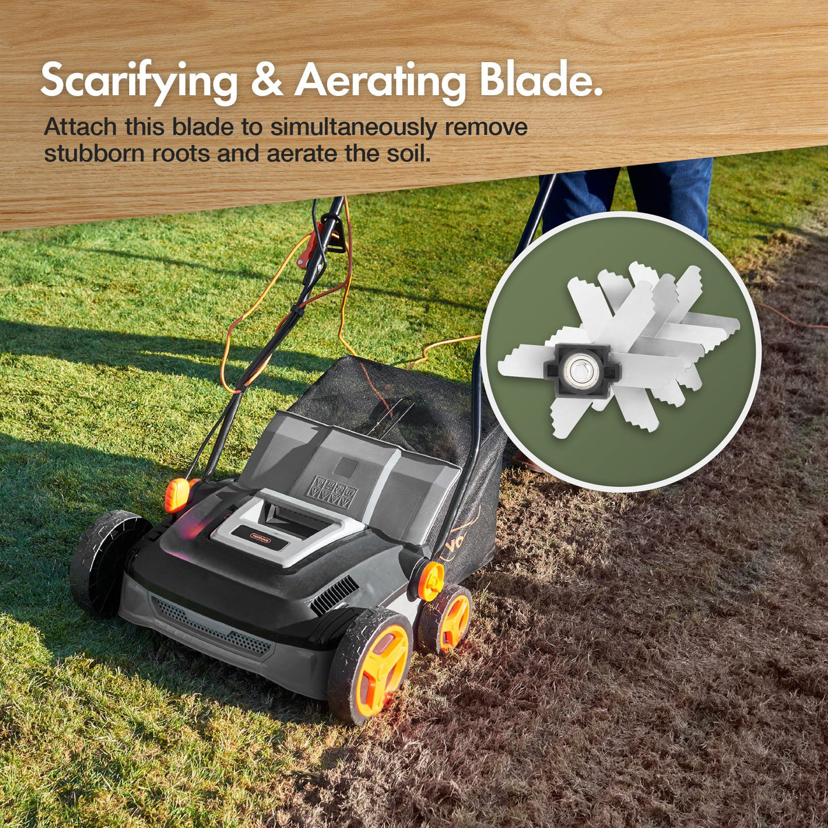 1600W Electric Lawn Scarifier & Aerator with 37cm Working Width & 45L Collection Box