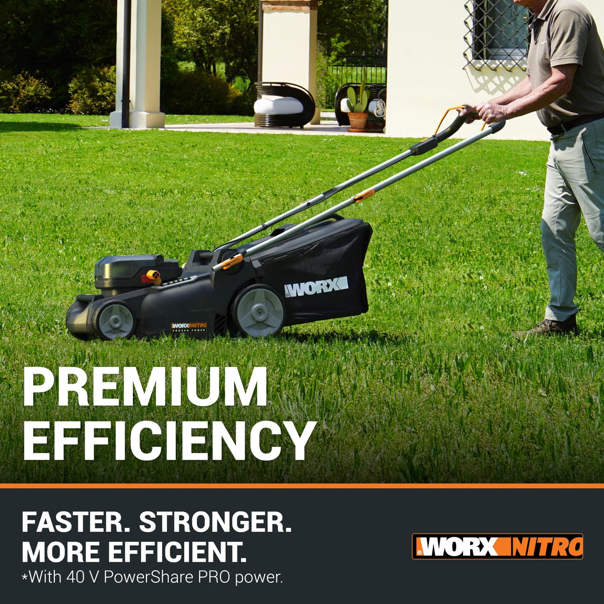 40V Brushless Cordless Lawn Mower with 37cm Cutting Width, 2 Batteries & Charger