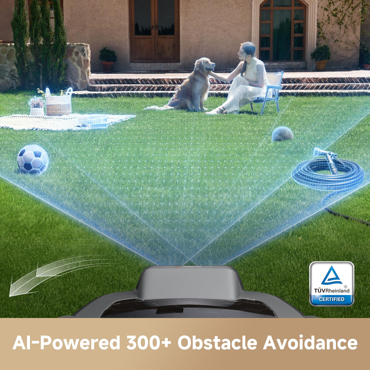MOVA ViAX 300 Robot Lawnmower without Boundary, Recommended 300 m2, AI-Assisted Auto Mapping, U-Shape Path Planning, Dual-Vision Obstacle Avoidance