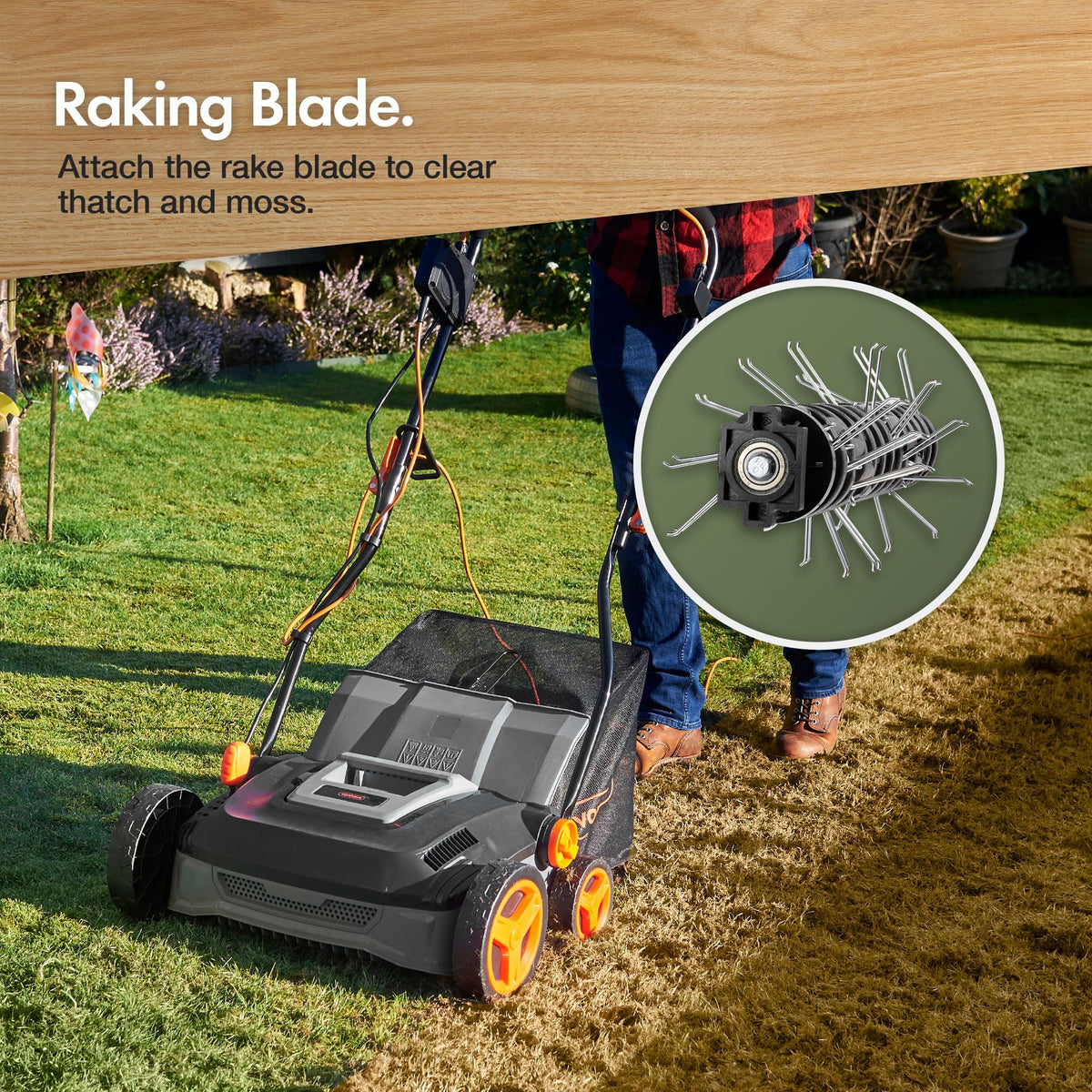 1600W Electric Lawn Scarifier & Aerator with 37cm Working Width & 45L Collection Box