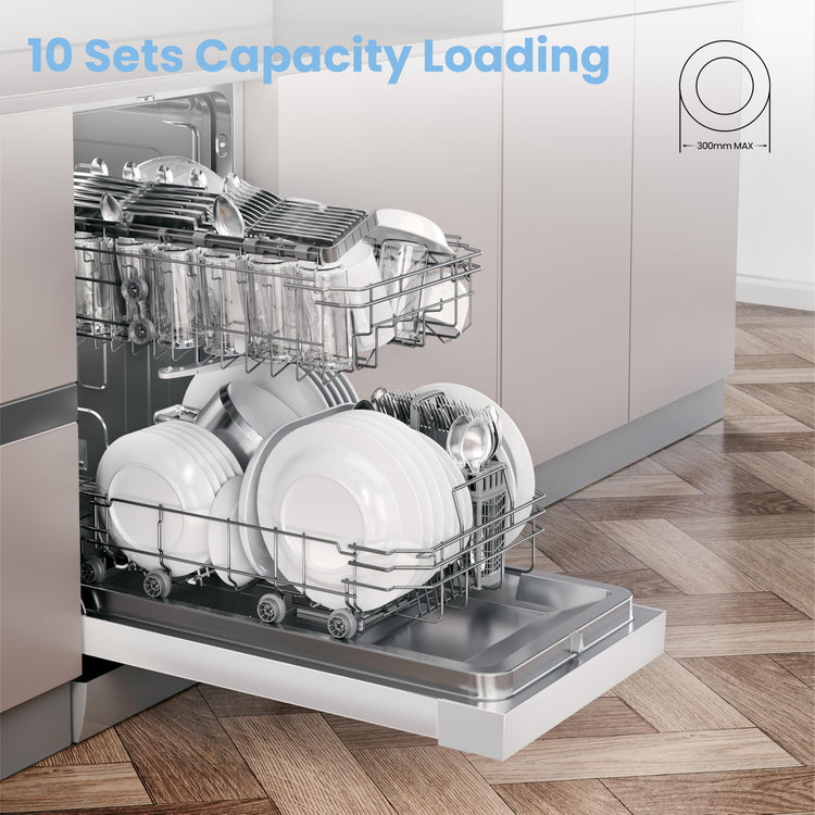 COMFEE' Freestanding Dishwasher CDWEF1034BW-UK 45cm Width, Slimline Dishwasher with 10 place settings
