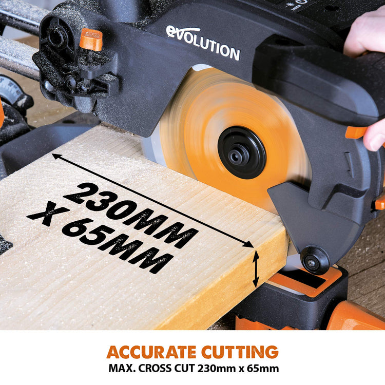 1500W 210mm Sliding Mitre Saw with Multi-Material Blade, Laser Guide & 230mm Slide
