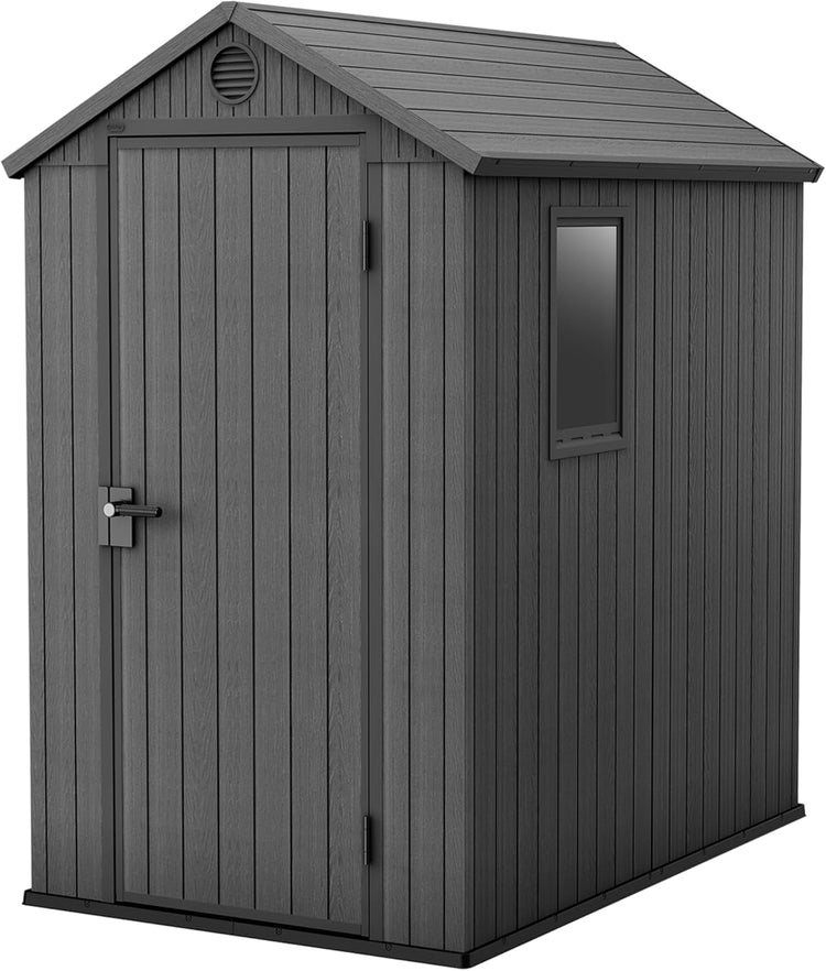 6 × 4 Ft Outdoor Apex Single Door Garden Storage Shed – Grey Wood-Effect