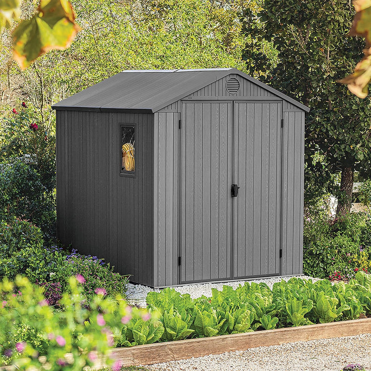 6 x 8 ft Outdoor Garden Storage Shed with Double Doors, Window & Heavy-Duty Floor Panel