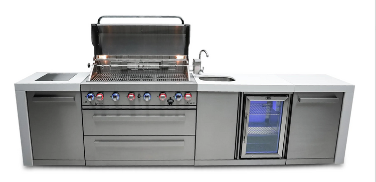Mont Alpi 805 Deluxe Island with Beverage Center 6-Burner Grill 2 Infrared Burners