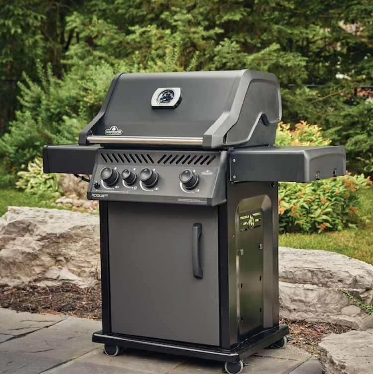 NAPOLEON Rogue XT 425 Matte Black 3-Burner Liquid Propane Gas Grill with 1 Side Burner with Integrated Smoker Box