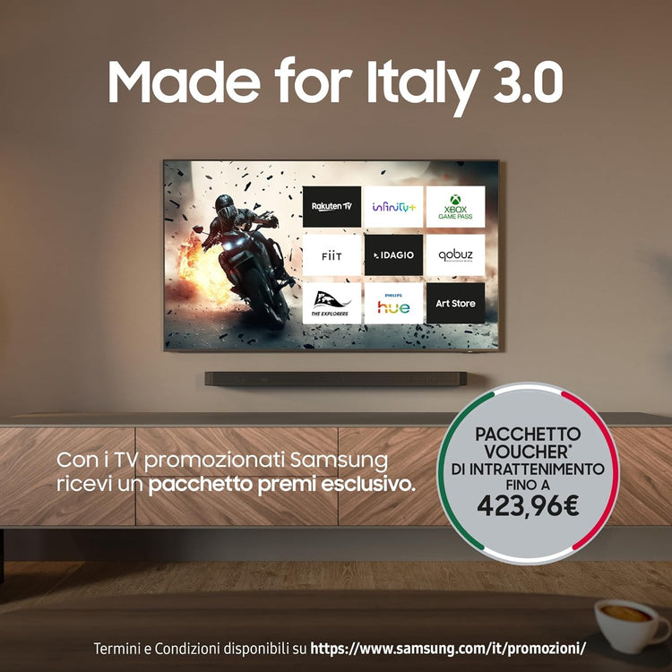 OLED 4K Vision AI Smart TV 65'' QE65S85FAEXZT, NQ4 AI Gen2 Processor, 4K AI Upscaling, Glare Free, Dolby Atmos & OTS Lite, Contour Design, PACCHETTO INTRATTENIMENTO, 2025