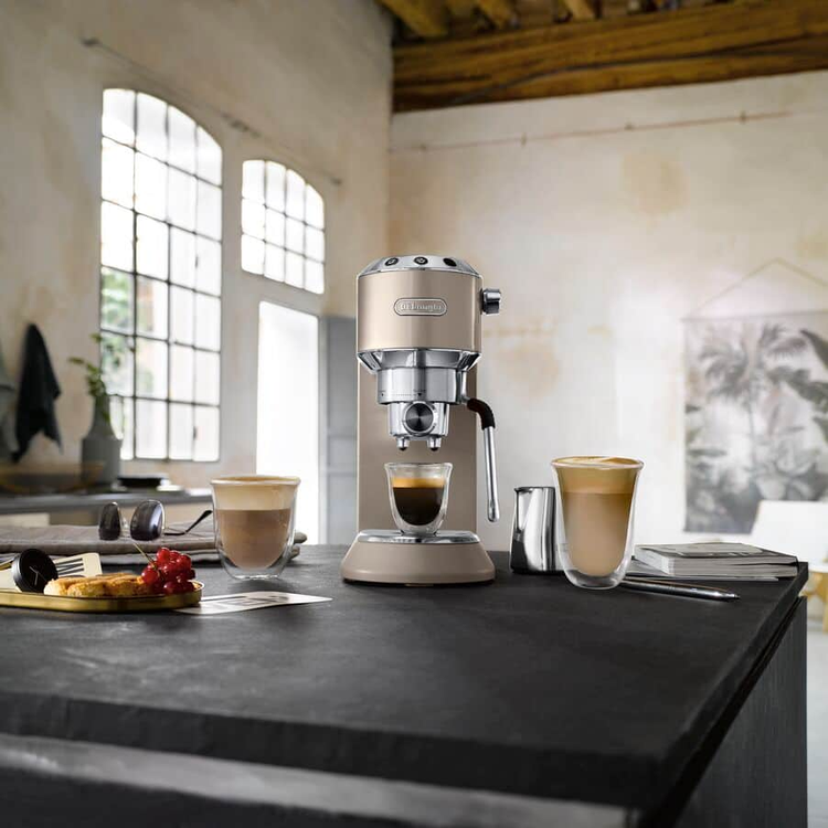 DeLonghi EC885.BG Dedica Arte Manual Espresso Coffee Maker Beige Gold
