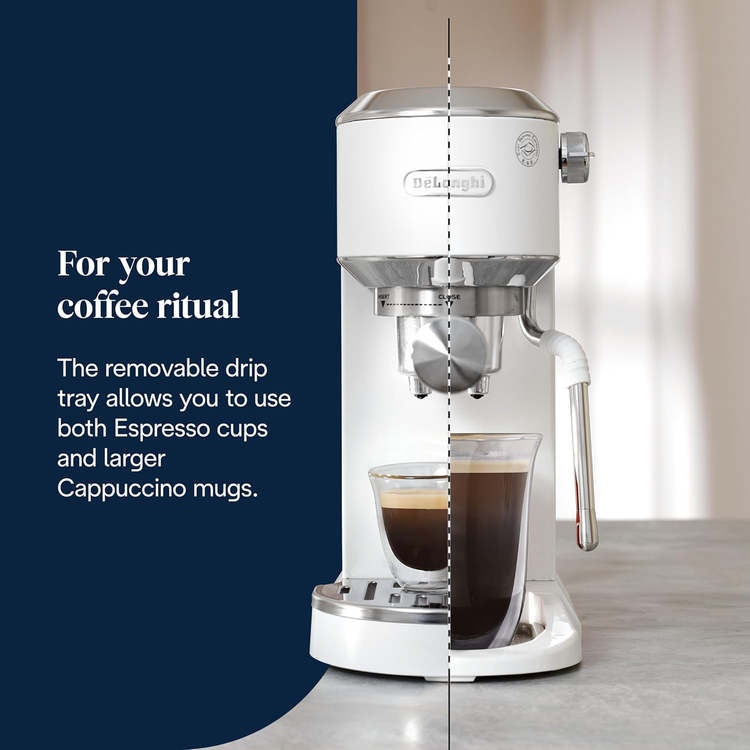 DeLonghi EC890.W Dedica Duo Manual Espresso Coffee Machine White