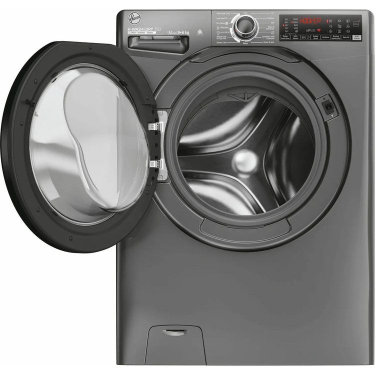 Hoover H-WASH&DRY 350 H3DPS4966TAMBR80 Wifi Connected 9Kg / 6Kg Washer Dryer with 1400 rpm - Graphite - D Rated [Wash&Dry], A Rated [Wash Only] (EX-DISPLAY/B)