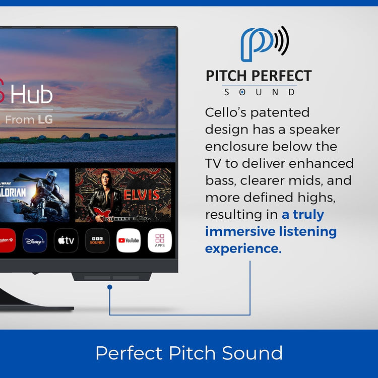 Cello C2224WS 12 Volt 22 Inch Traveller Smart TV Frameless Ultrafast WebOS, Speaker Pitch Perfect Bluetooth, Netflix, piccola TV for camper and camion