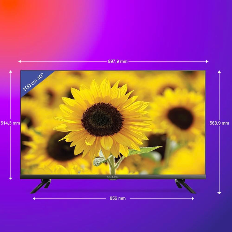Strong - Smart TV 40″ (100 cm) Full HD SRT40FD5553 - with Android TV - Immagini eccezionali - Triple Tuner - 3 HDMI ports (1 ARC) + 2 USB ports + AV + Input antenna/satellite - Black