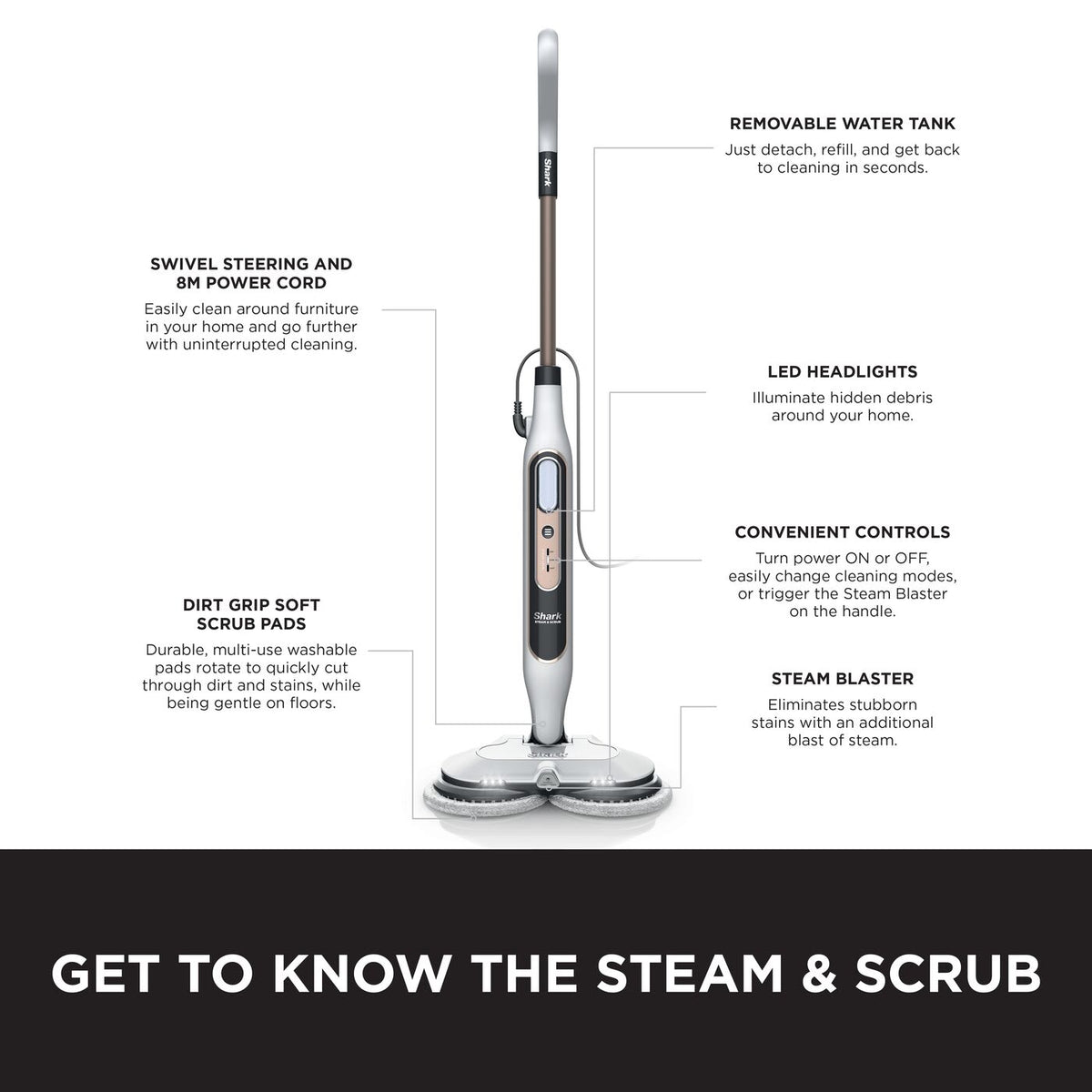 Shark Steam & Scrub Automatic Steam Mop with Steam Blaster S8201UK