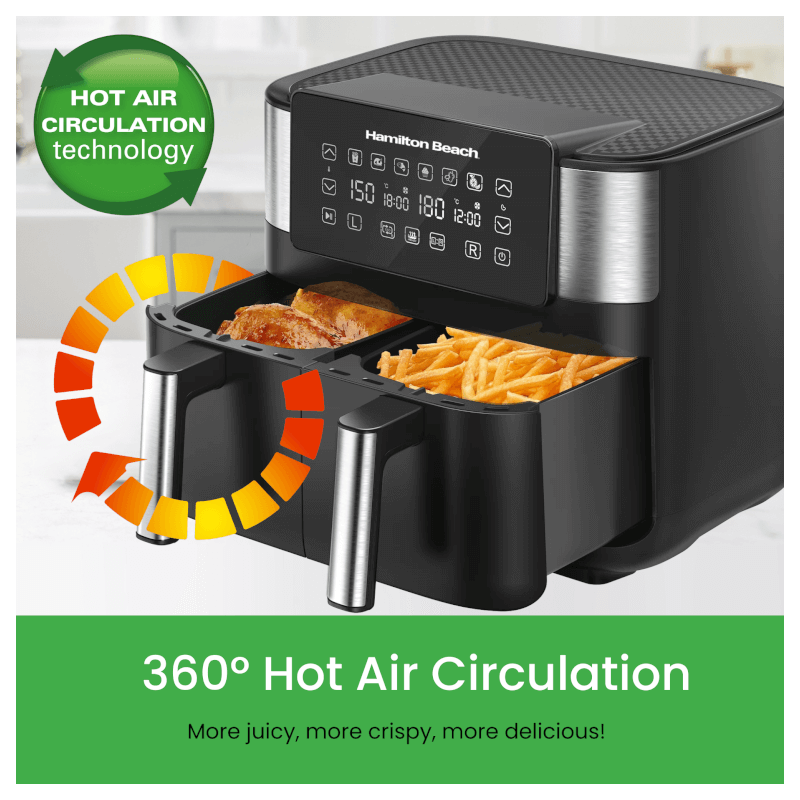Hamilton Beach HB4006 Dual Zone Air Fryer 2850W 8L Black