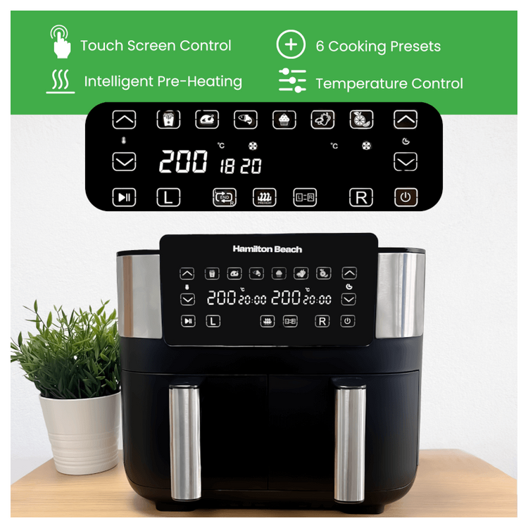 Hamilton Beach HB4006 Dual Zone Air Fryer 2850W 8L Black